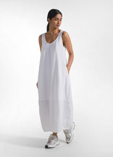 Maxi jersey dress with parachute-effect poplin trims - White - WHITE | DEHA