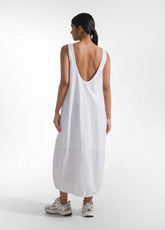 Maxi jersey dress with parachute-effect poplin trims - White - WHITE | DEHA