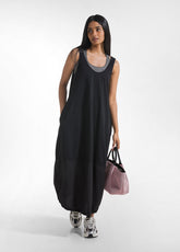 ABITO MAXI IN POPELINE EFFETTO PARACHUTE NERO - Vestiti, Gonne e Tute | DEHA