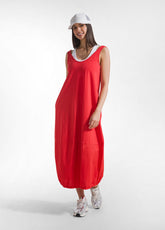 ABITO MAXI IN POPELINE EFFETTO PARACHUTE ROSSO - Vestiti, Gonne e Tute | DEHA