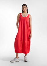 ABITO MAXI IN POPELINE EFFETTO PARACHUTE ROSSO - POPPY RED | DEHA