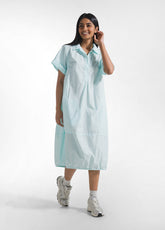 ABITO BALLOON IN POPELINE EFFETTO PARACHUTE BLU - AQUA BLUE | DEHA