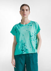 T-SHIRT IN COTONE FIAMMATO ALL-OVER BLU - Top & T-shirts | DEHA
