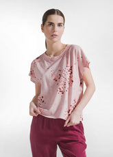 T-SHIRT IN COTONE FIAMMATO ALL-OVER ROSA - Top & T-shirts | DEHA