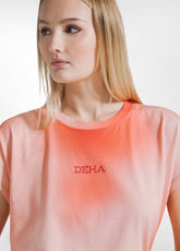 T-SHIRT OVERSIZE IN COTONE ORGANICO ALL-OVER ROSSO - SUNSET RED | DEHA
