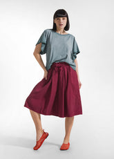 GONNA-PANTALONE PLISSETTATA IN TWILL DI LYOCELL ROSSO - CHERRY RED | DEHA