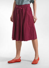 GONNA-PANTALONE PLISSETTATA IN TWILL DI LYOCELL ROSSO - CHERRY RED | DEHA