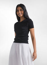 T-SHIRT PLISSETTATA IN DOPPIO STRATO DI TULLE NERO - Top & T-shirts | DEHA