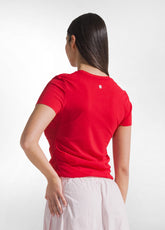 Pleated T-Shirt In Double Layer Of Tulle - Red - POPPY RED | DEHA