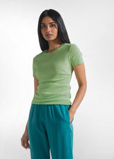T-SHIRT PLISSETTATA IN DOPPIO STRATO DI TULLE VERDE - Top & T-shirts | DEHA
