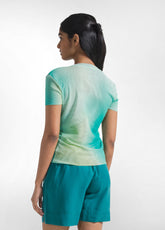 T-SHIRT PLISSETTATA IN DOPPIO STRATO DI TULLE ALLOVER BLU - AQUA | DEHA