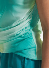 T-SHIRT PLISSETTATA IN DOPPIO STRATO DI TULLE ALLOVER BLU - AQUA | DEHA