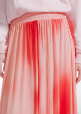 Allover Tulle Pleated Skirt - Red - SUNSET RED | DEHA