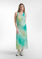 ABITO LUNGO IN TULLE ALLOVER BLU - AQUA | DEHA