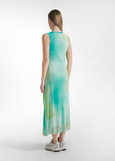 ABITO LUNGO IN TULLE ALLOVER BLU - AQUA | DEHA