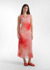ABITO LUNGO IN TULLE ALLOVER ROSSO - SUNSET RED | DEHA