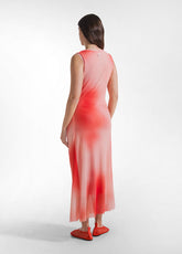 ABITO LUNGO IN TULLE ALLOVER ROSSO - SUNSET RED | DEHA