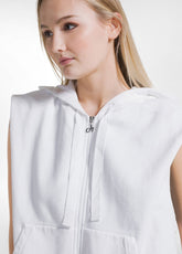 Sleeveless Sweatshirt With Zip And Faded Effect - - WHITE | DEHA