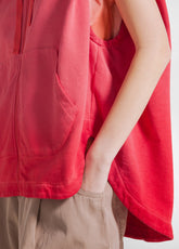 Sleeveless Sweatshirt With Zip And Faded Effect - - POPPY RED | DEHA