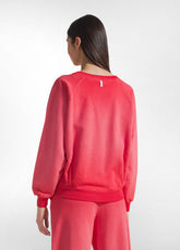 Crew Neck Sweatshirt With Shaded Effect - Red - POPPY RED | DEHA