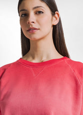Crew Neck Sweatshirt With Shaded Effect - Red - POPPY RED | DEHA