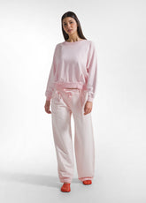 SET AUS SWEATSHIRT MIT RUNDHALSAUSSCHNITT UND WIDE LEG HOSE MIT ROSA FARBVERLAUF-EFFEKT - Comfort Sets & Anzüge | DEHA