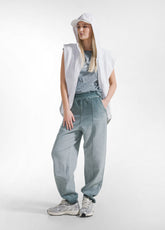 Faded Effect Balloon Trousers - Green - TEAL GREEN | DEHA