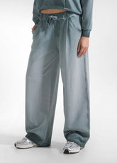 PANTALONI WIDE LEG EFFETTO SFUMATO VERDE - TEAL GREEN | DEHA