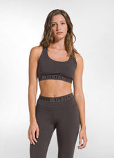 BROWN STRETCH JERSEY TOP AND LEGGINGS SET - | DEHA