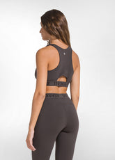 STRETCH JERSEY TOP AND JAZZ PANTS SET IN BROWN - | DEHA
