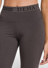 LEGGINGS IN JERSEY STRETCH CON LOGO MARRONE - Activewear | DEHA