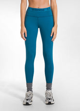 LEGGINGS IN JERSEY STRETCH CON LOGO VERDE - TEAL GREEN | DEHA