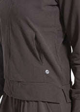 FELPA STRETCH CON ZIP SENZA CAPPUCCIO MARRONE - COCOA BROWN | DEHA