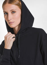 FELPA IN COTONE STRETCH CON ZIP E CAPPUCCIO NERO - BLACK | DEHA