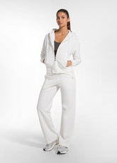 FELPA IN COTONE STRETCH CON ZIP E CAPPUCCIO BIANCO - Activewear | DEHA