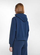 FELPA IN COTONE STRETCH CON ZIP E CAPPUCCIO BLU - BLU NAVY | DEHA