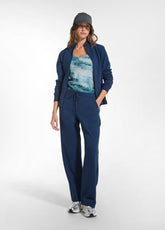 PANTALONE IN FELPA DI COTONE STRETCH BLU - BLU NAVY | DEHA