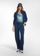 BLUE STRETCH COTTON FLEECE SWEATSHIRT AND SWEATPANTS SET - Comfort Sets & Tracksuits | DEHA