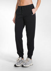 BLACK STRETCH COTTON ZIP-UP SWEATSHIRT AND JOGGERS SET - | DEHA