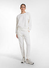 WHITE STRETCH COTTON CREWNECK SWEATSHIRT AND JOGGERS SET - Comfort Sets & Tracksuits | DEHA