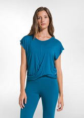 YOGA T-SHIRT WITH FRONT KNOT DETAIL - GREEN - Activewear | DEHA