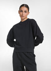 RUNDHALS-SWEATSHIRT AUS BIO-BAUMWOLLE - SCHWARZ - DEHA ESSENTIALS | DEHA