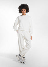 CREWNECK SWEATSHIRT AND BALLOON PANTS TRACKSUIT IN WHITE COTTON FLEECE - Comfort Sets & Tracksuits | DEHA