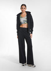 BLACK ORGANIC COTTON SWEATSHIRT AND PALAZZO PANTS SET - Comfort Sets & Tracksuits | DEHA