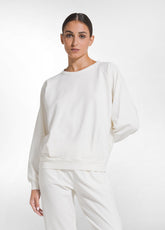 TUTA FELPA GIROCOLLO E JOGGER IN COTONE STRETCH BIANCO - | DEHA
