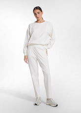 WHITE STRETCH COTTON CREWNECK SWEATSHIRT AND JOGGERS SET - Comfort Sets & Tracksuits | DEHA