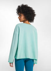 CREWNECK SWEATSHIRT WITH FLEECE EMBROIDERY - GREEN - AQUA JADE GREEN | DEHA