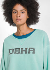 CREWNECK SWEATSHIRT WITH FLEECE EMBROIDERY - GREEN - AQUA JADE GREEN | DEHA