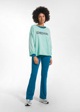 SWEATSHIRT MIT RUNDHALSAUSSCHNITT UND FLEECE-STICK - AQUA JADE GREEN | DEHA