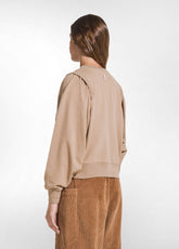 BASIC COTTON CREWNECK SWEATSHIRT - BROWN - CAMEL BROWN | DEHA
